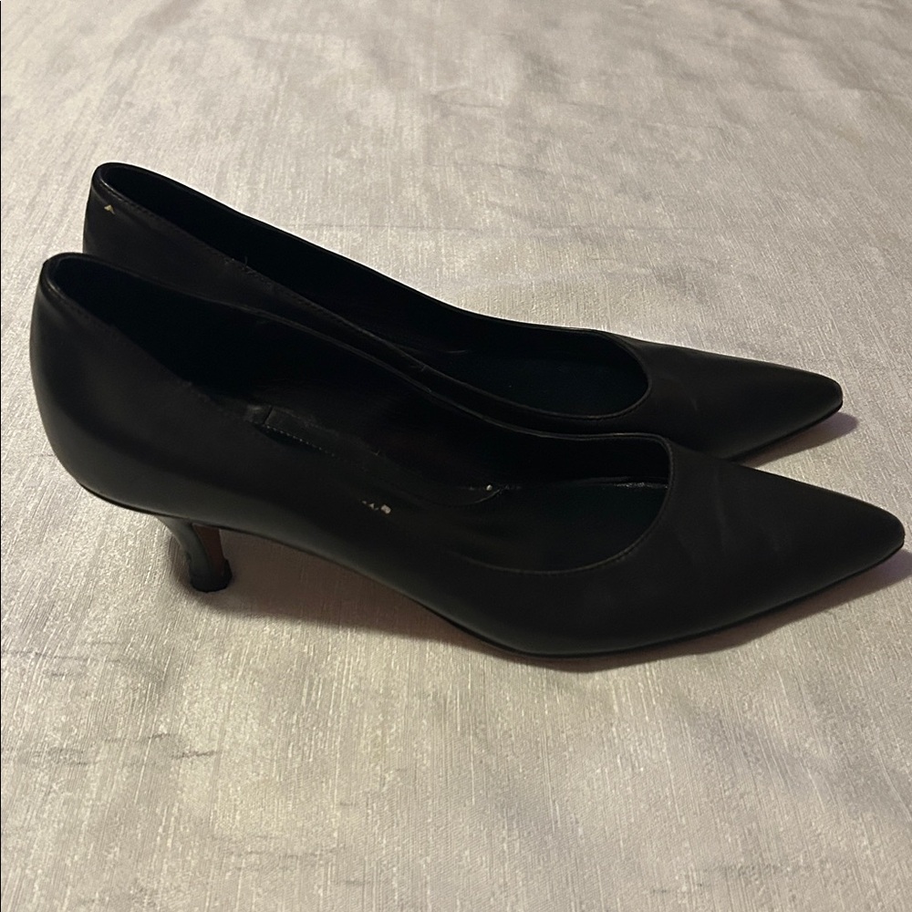 Vero Cucio Black Pointed Toe Heels Made in Italy - Picture 4 of 6